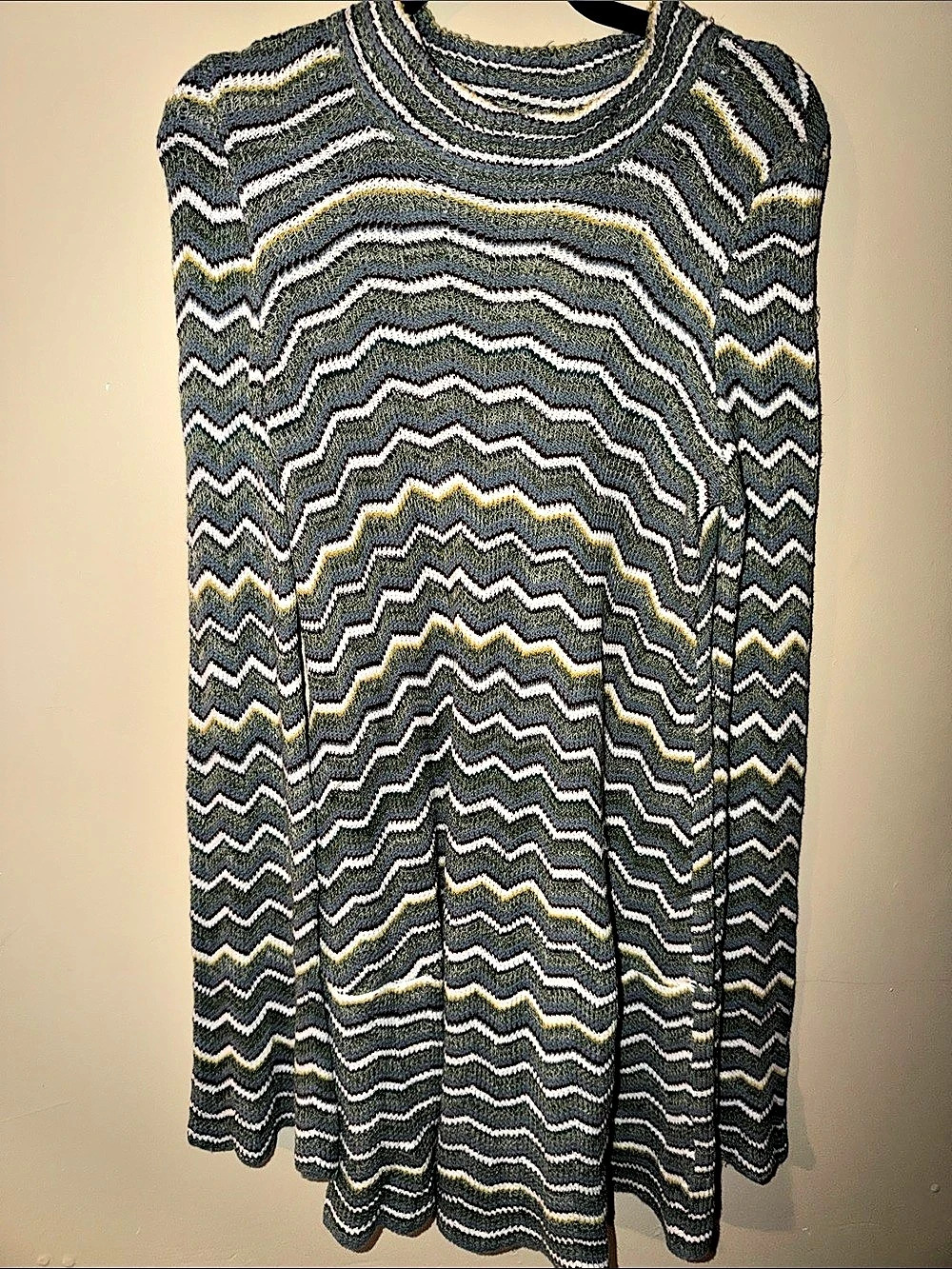 Missoni Striped Knit Mini Dress in Green & White